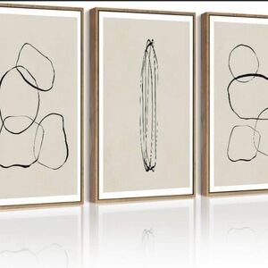 Abstract Black and White Framed Art Set 11 x 14